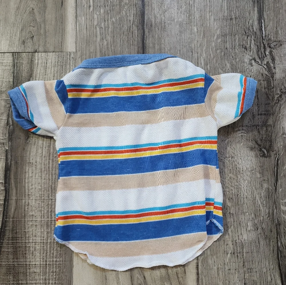 Garanimals Blue, Tan & White Striped Short Sleeve Tee Vintage 1980